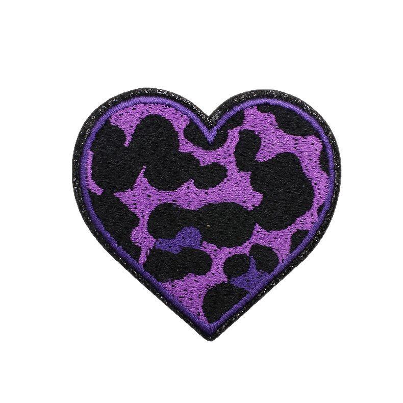 Leopard Print Embroidery Cloth Sticker Grit Leather Five-Pointed Star Patch Sticker Bag With Color Pattern Computer Embroidery Label