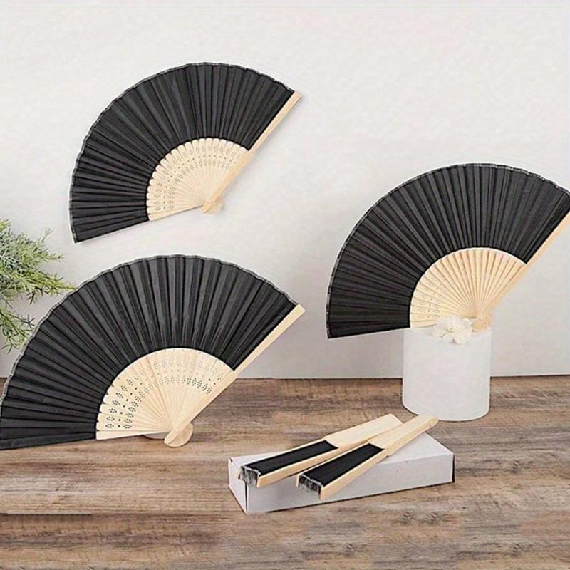 

Vintage Handheld Foldable Paper Fan, Portable Bamboo Fan with Foldable Paper Cover - Perfect Summer Accessory for Staying Cool 1pcs чорний