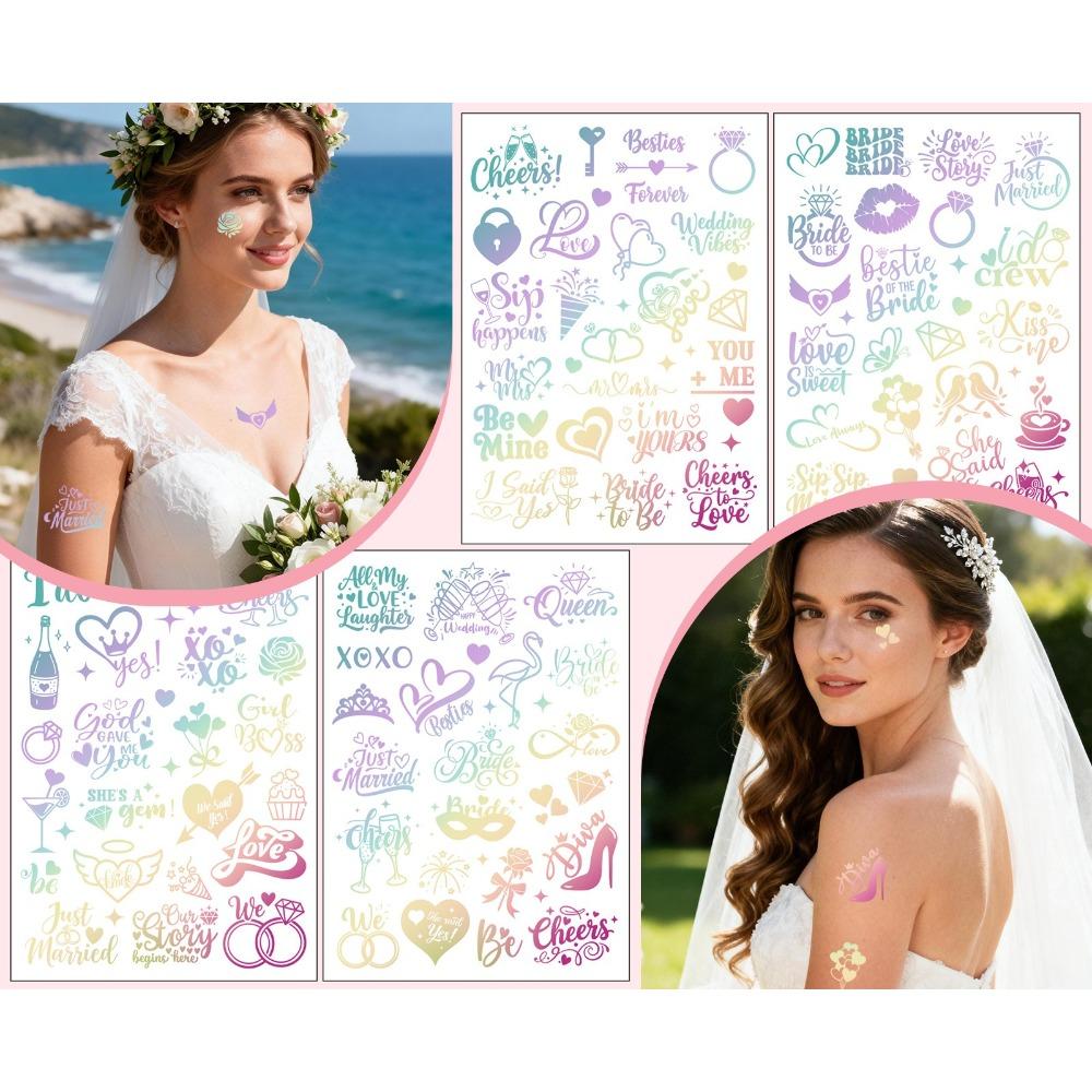 Colorful Laser Bronzing Tattoo Stickers Wedding Party Bachelorette Bridesmaid Party Metal Stickers