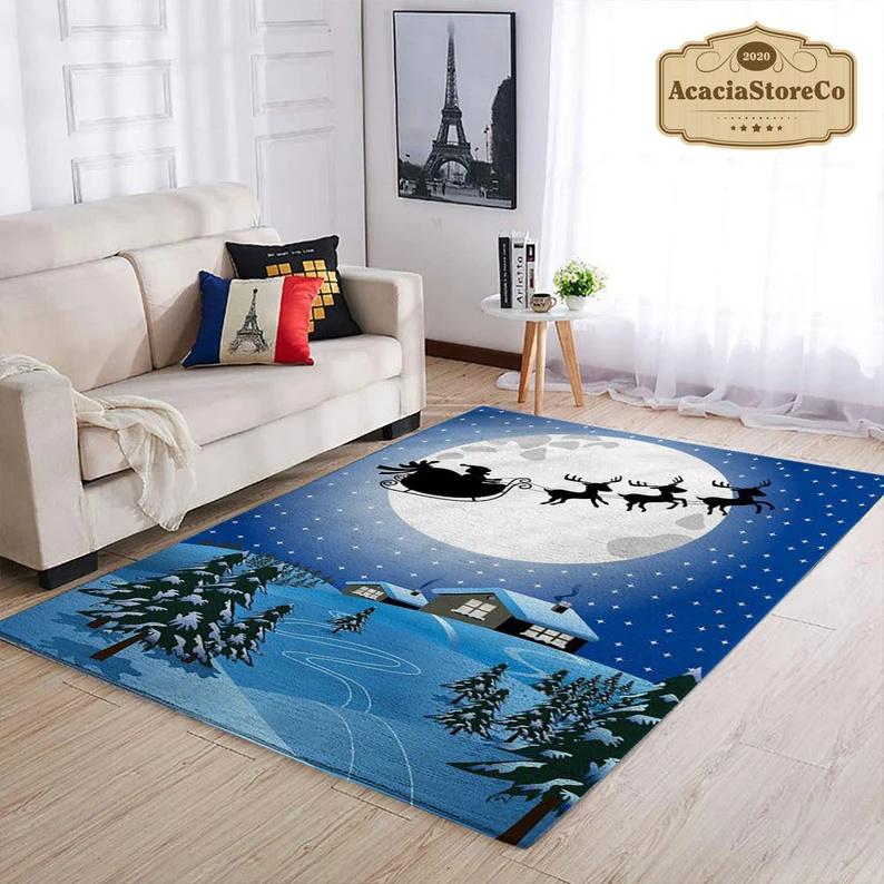 Merry Christmas Santa Claus Printed Pattern Carpet for Home Living Room Bedroom Floor Decoration Large Soft Non-slip Mat