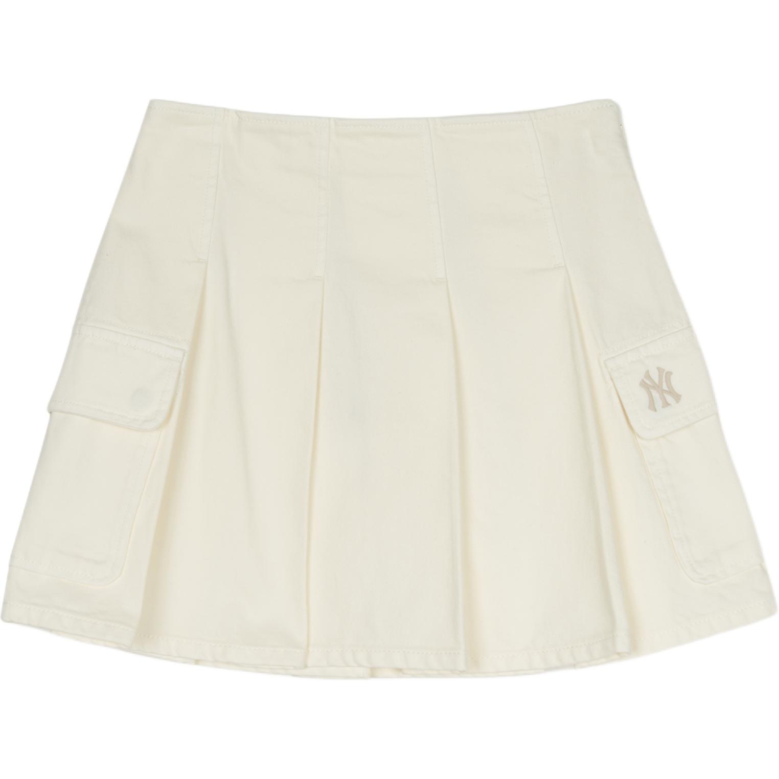 

New MLB New York Yankees Denim Short Skirts Women s Beige 3FDSB0153-50CRS XS