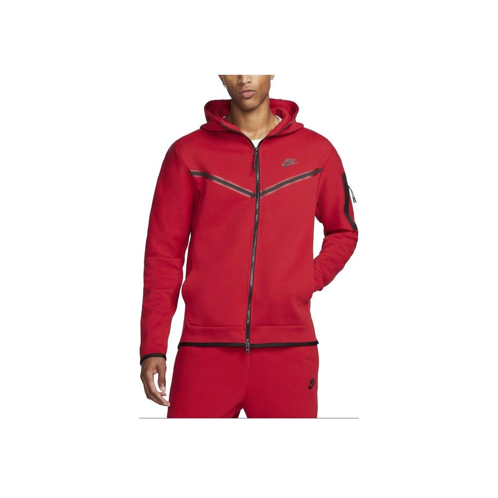 Nike Sportswear Tech Fleece Hoodie Gym Red/Black Men Streetwear CU4489-687