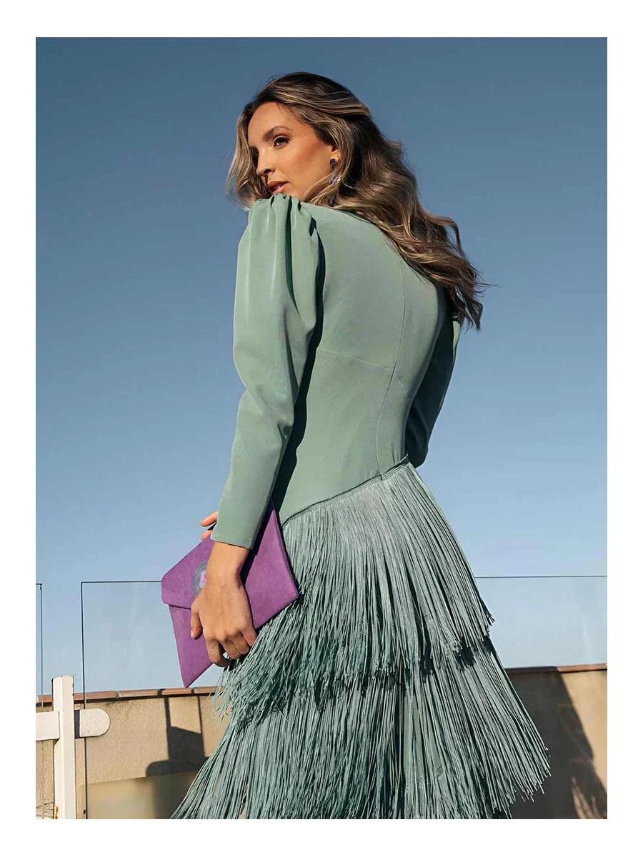 

Осень 2026 Европейское и Американское Глубокий V Вырез Бахрома Облегающее Платье Extra Small