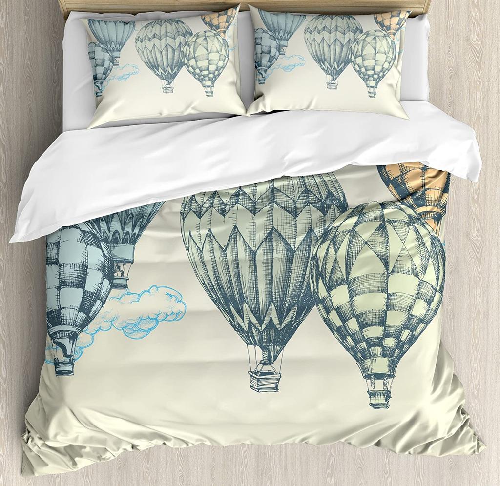 3pcs Bedding Set Cartoon Hot Air Balloon Home Textile Duvet Cover Pillow Case Boy Kid Teen Girl Bedding Covers Set