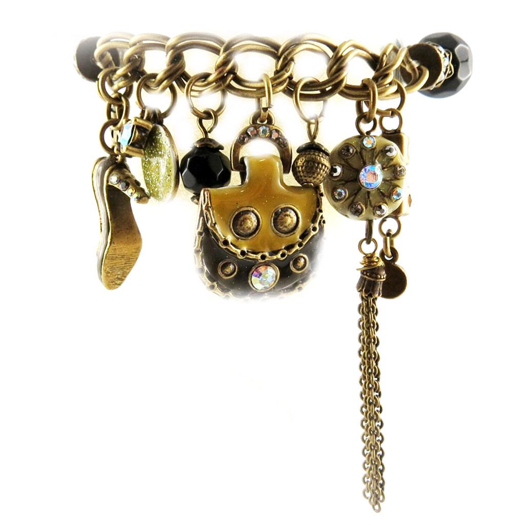 Les Trésors De Lily [E2573] - Bracelet Créateur 'Tour du Monde' Moutarde Gris