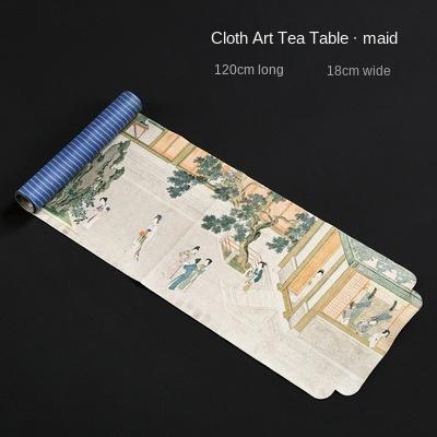 Cotton Linen Crafts Table Runner Chinese-Style Clear Lotus Drunk Suede Tea Table Tea Mat Dry Tea Towel Mat Tea Curtain Tea Towel