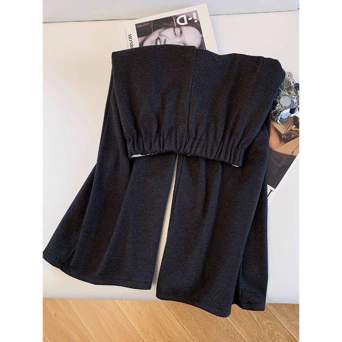 

Women s Dark Gray Velvet Wide-Leg Woolen Pants - Slim, Lazy Style for Autumn/Winter 2XL (120-130 lbs)