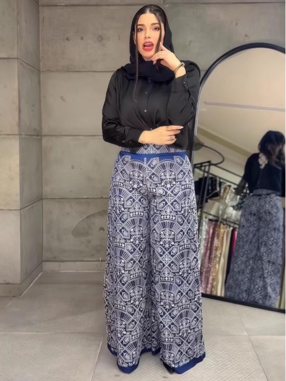 2025 Jesień Europejski i Amerykański Elegancki Dwuczęściowy: Modny top + spodnie z szerokimi nogawkami