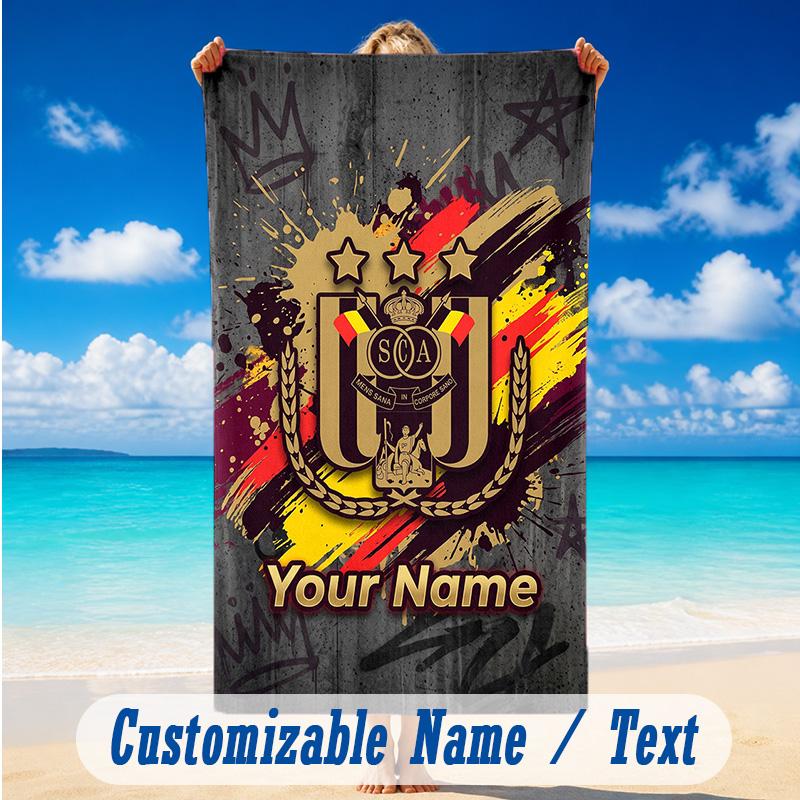 Beach Towel Custom Name Text, Quick Dry Large Towel For Beach HomeAnderlecht FC