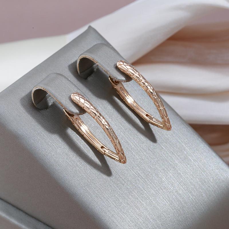Kinel V Shape Snake Scale Drop Earrings For Women Rose Gold Color