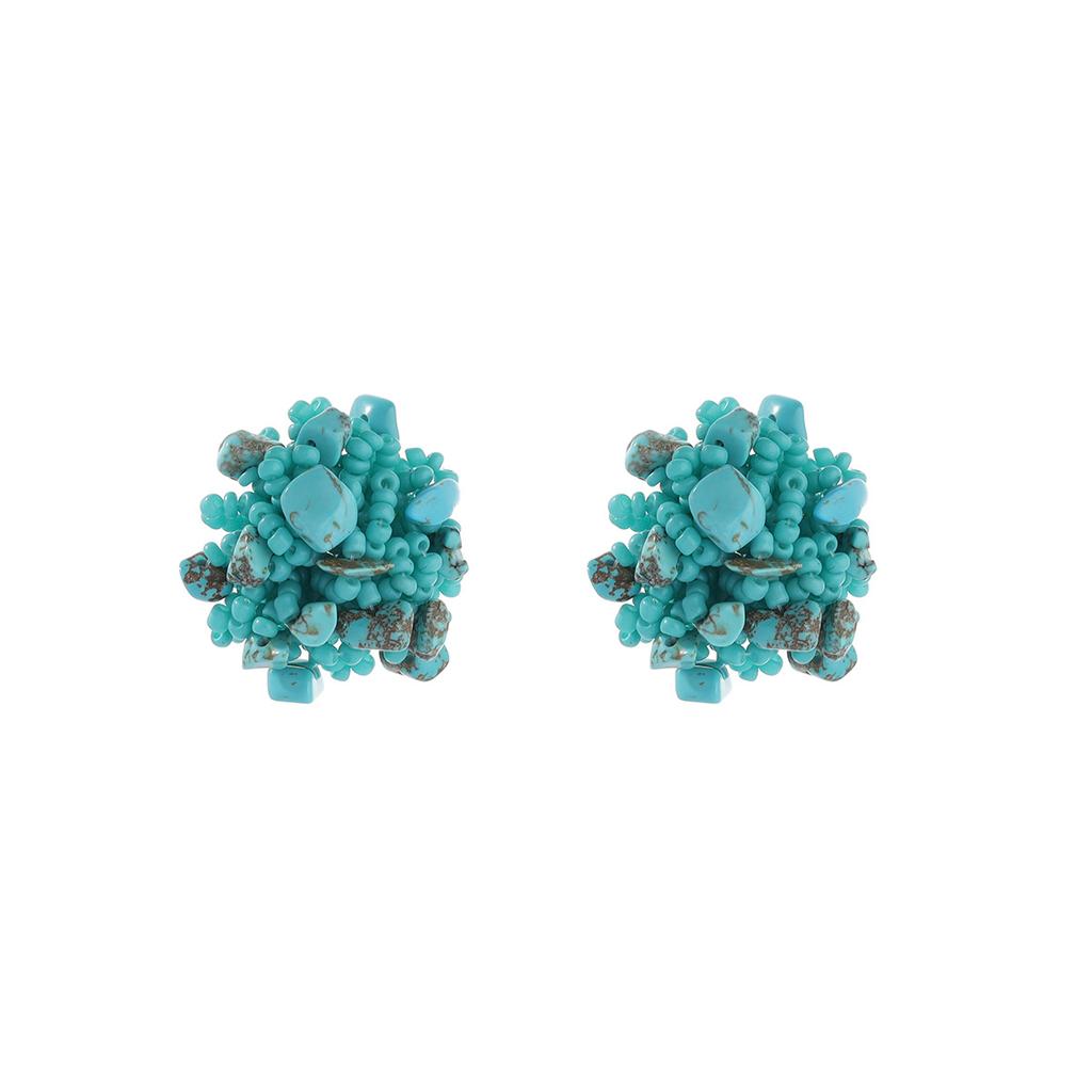 Summer Ethnic Style Bohemian Rice Bead Temperament Stud Earrings, Simple Niche Retro Handmade Earrings
