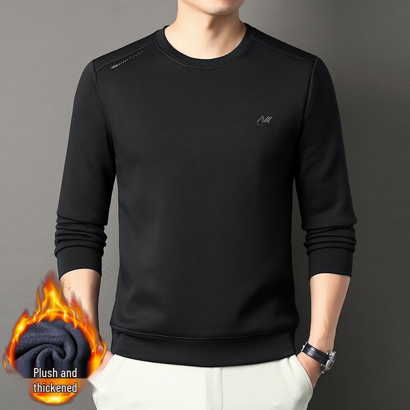 2025 Herren Fleece-gefüttertes lässiges Rundhals warmes Sweatshirt Langarm-T-Shirt Winterkollektion