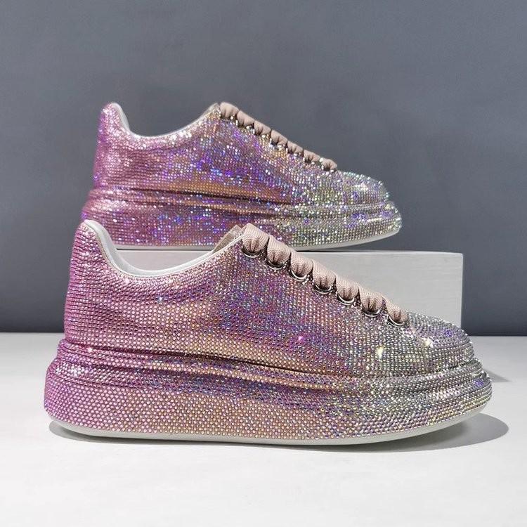 Autumn full diamond platform white shoes women's gradual change of color trend versatile casual sports shoes