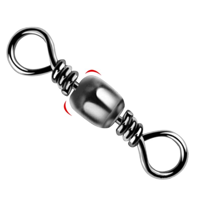 200Pcs Carbon Steel Swivels Fishing Line Connector Fishing Barrels Swivels Rolling Balls Bearing Fishing Swivels Enduring