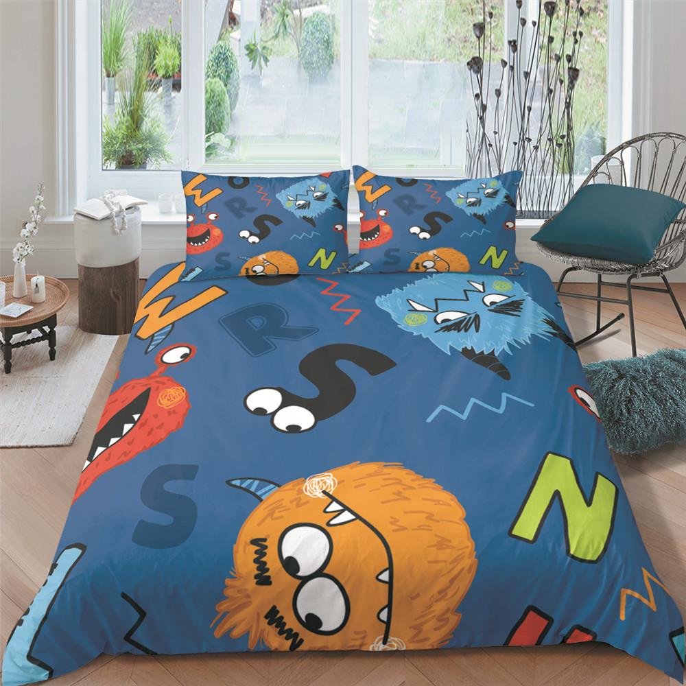 Monster Car King Queen Duvet Cover Cartoon Bedding Set For Boys Lovely Toy Truck Comforter Cover 2/3pcs Polyester Quilt Cover