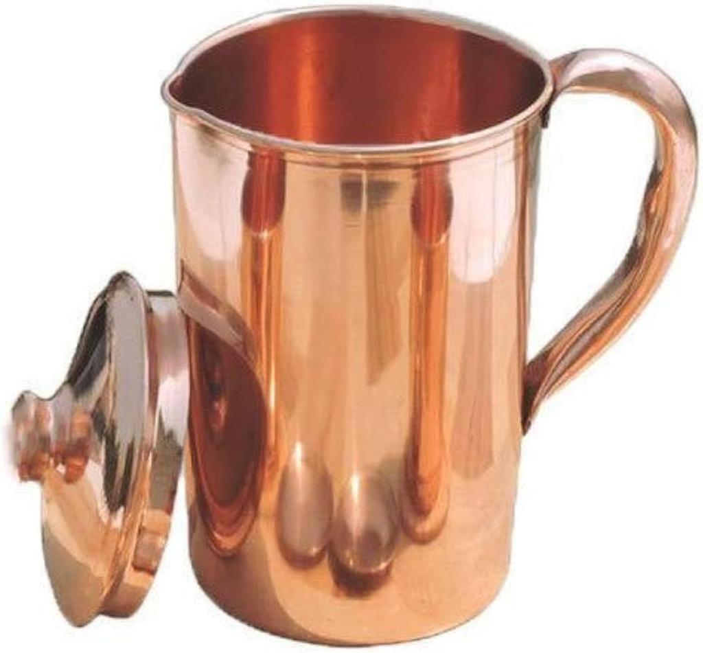 TreegoArt Pure Copper Water Jug Leak Proof Seam Less Smooth Finished Design For Storage Water, Home, Kitchen,Office,Gifts - 2 Liter