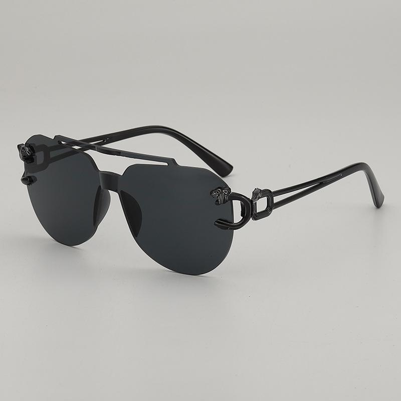 JYL TS Rimless Sunglasses With Leopard Head UV Protection Style 116