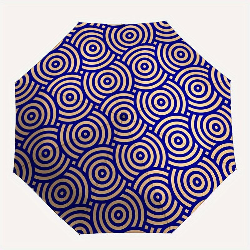 

1pc Concentric Circles Automatic Open/Close Umbrella, Umbrella with cartoon Design, Portable Compact Umbrella for Men & Women, Good Holiday