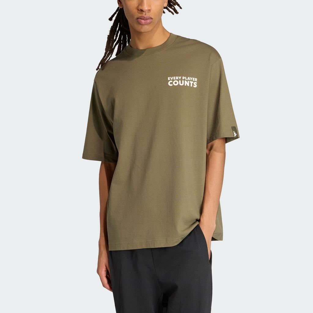 Adidas VERBIAGE T Shirts Men's Strata Olive Green Crew Neck Moderate