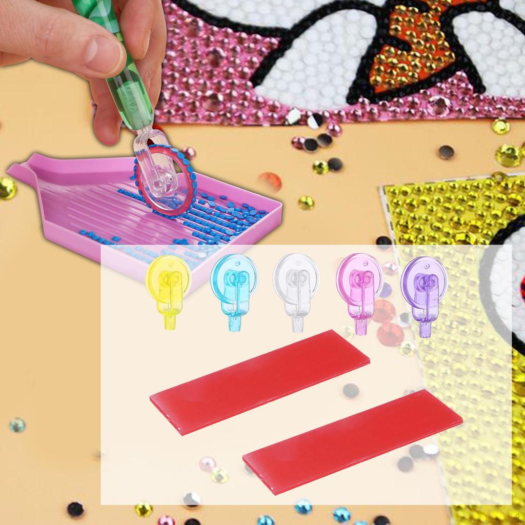Diamond Painting Wheels Versatile Supplies with 2 Clay DIY Craft Comfortable Grips Pens Roller for