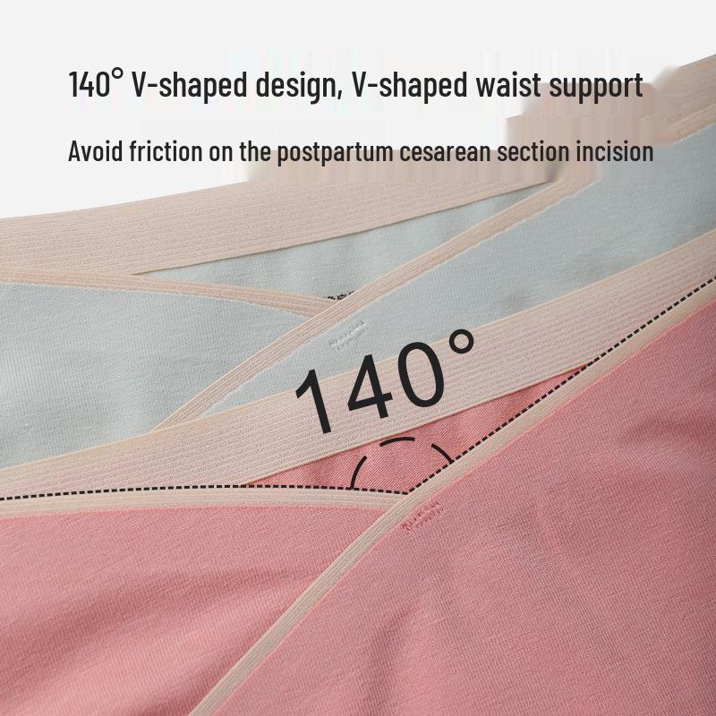 Seamless V-Shape Low-Waist Cotton Maternity Underwear with Abdomen Support