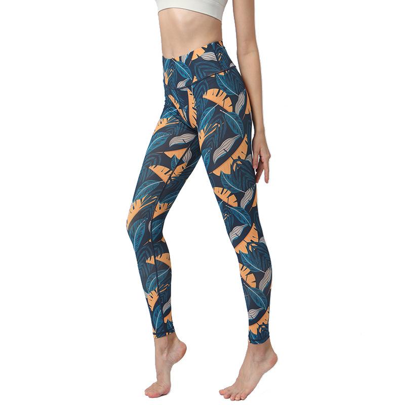 New Style Yoga Leggings with Printed Base Fabric High-Waisted, Butt-Lifting, Form-Fitting Sports Fitness Trousers
