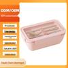 Microwave-Safe Japanese Bento Box: Customizable, Portable Wheat Straw Lunch Container with Compartments