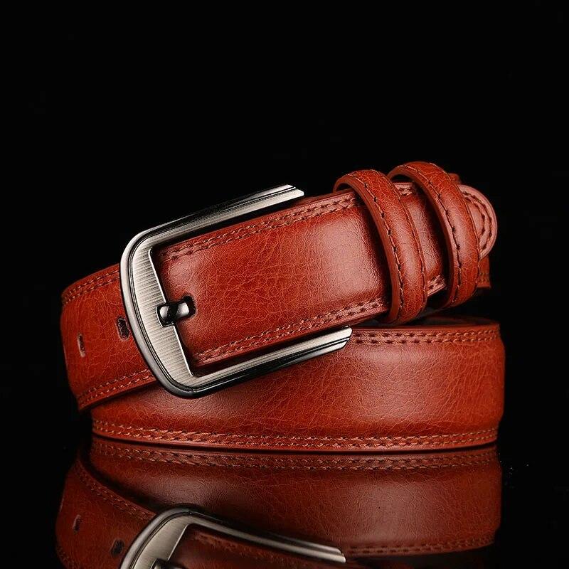 Genuine Leather For Men's High Quality Buckle Jeans Cowskin Casual Belts Business Cowboy Waistband Male Fashion Designer New