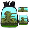 3 stuks Set Spel Anime War Thunder Schooltassen Vecht Tanka Print Rugzakken voor School Tiener Meisjes Jongens World of Tanks Rugzak