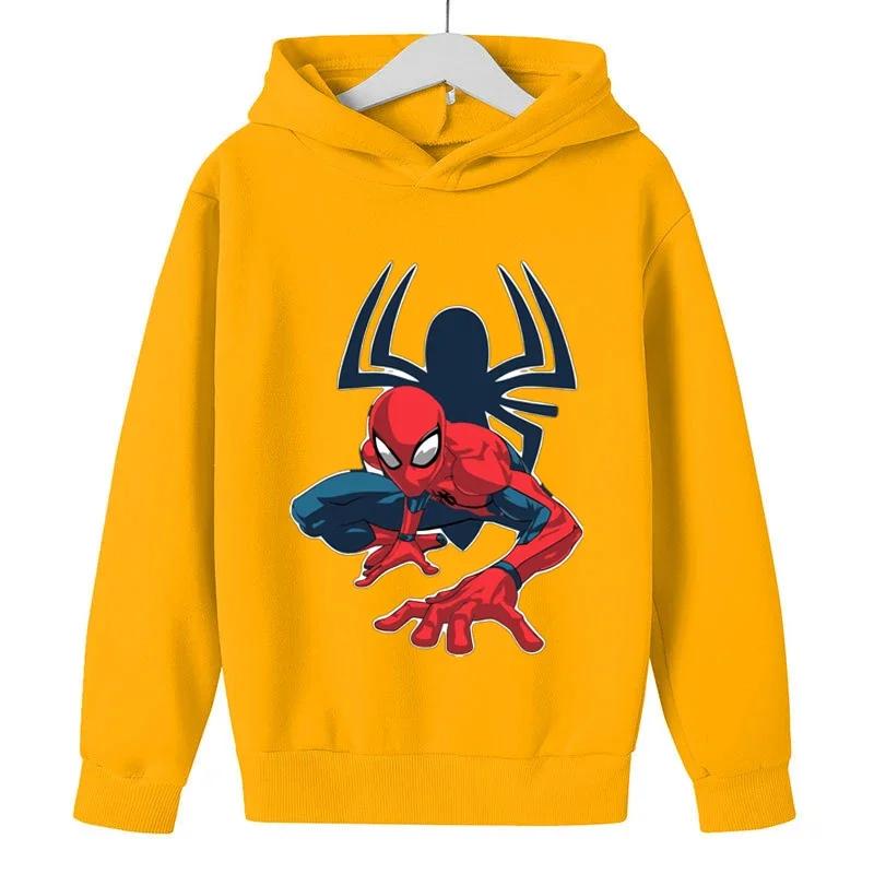 Boys' Marvel Spider-Man Handsome Posture Printed Hooded Sweatshirt Children's Autumn and Winter Casual Sports Long-sleeved Hoodi