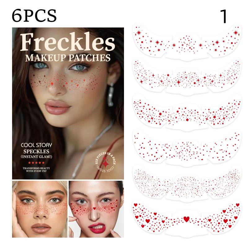 6 Sheets Christmas Freckle Stickers Makeup Party Face Tattoo Cheek Blush Spot Patches Temporary Body Art Decals for Teens Adults