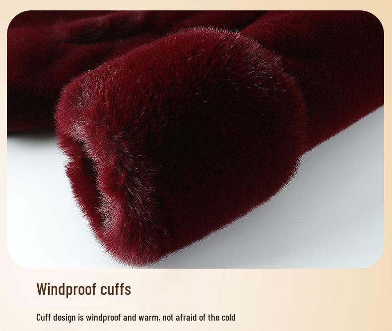 Maternity Autumn/Winter Fur-Trimmed Velvet Jacket - Chinese Style for Middle-Aged/Elderly Women