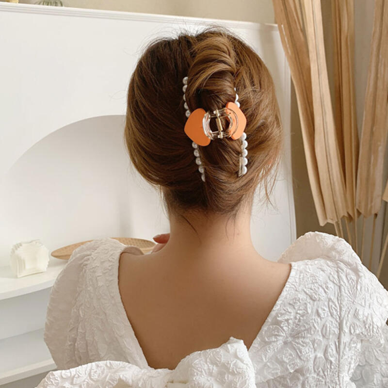 Neon Heart Pearl Summer Hair Clip Half-Braid Hairpin