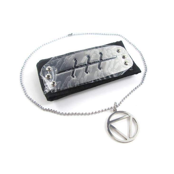 Brdwn Cosplay Akatsuki Hidan Itachi Logo Headband Necklace Ring Kunai