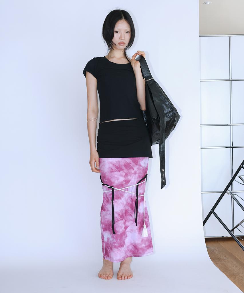 Teensy Hollow Drape Belted Hobo Bag (Black)