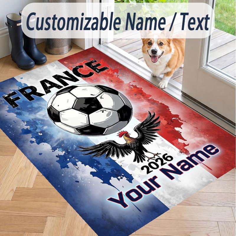 Custom Text Printed Rug France national football team Non Slip Floor Carpet For Home Room Decor
