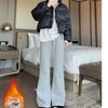 Mikro-flache Hosen für Damen Herbst und Winter Neuer Stil Slim Hängende Kapuzenpullover Lässige Hochtaillierte Hufeisenhosen Plus Samt Sporthosen