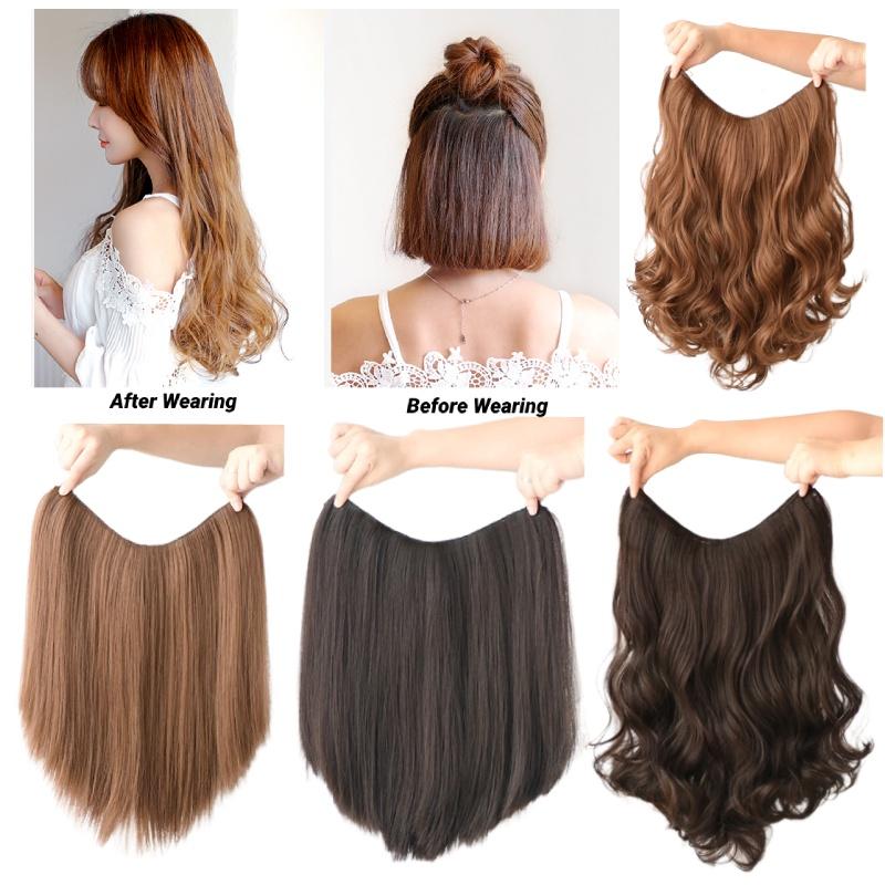 Synthetic Straight 45cm18in Curly Hair Pads Extensions Clip In Wig Hairpiece