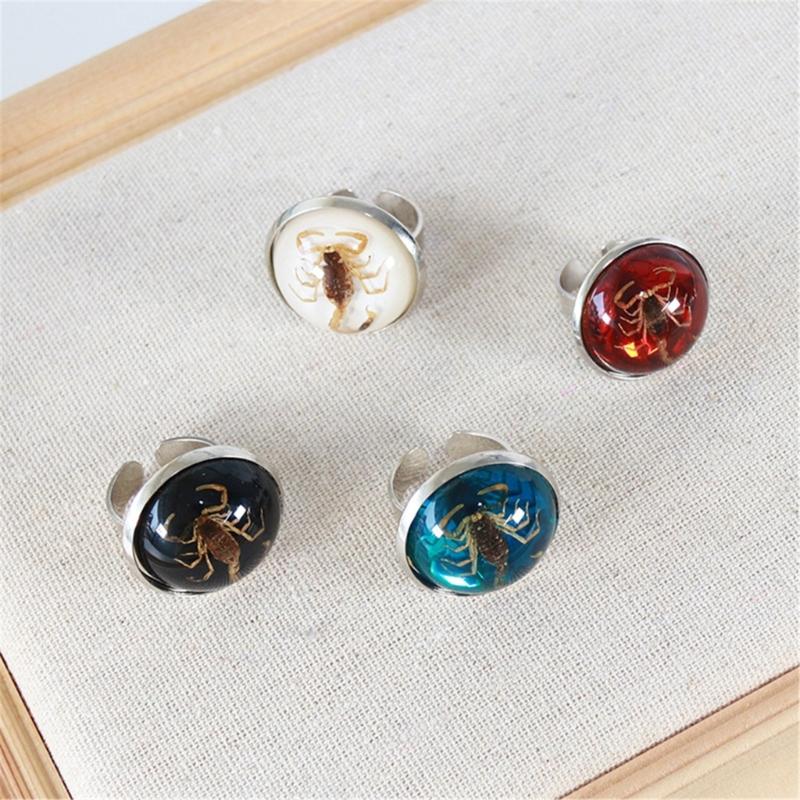 Stylish Round Scorpion Rings Adjsuatble Opening Rings Resin Statement Piece Unique Finger Jewellery Trendy Couple Gift