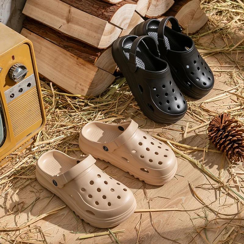 Fashion Fashion Hollow Out Platform Sandals Women 2025 Summer Non Slip Beach Clogs Eva Sandals Woman Thick Soft Sole Garden Shoes Slides