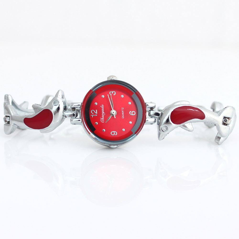 New Fashion Woman Girl dolphins Style Strap Quartz Bangle Bracelet Quartz Wrist Watch