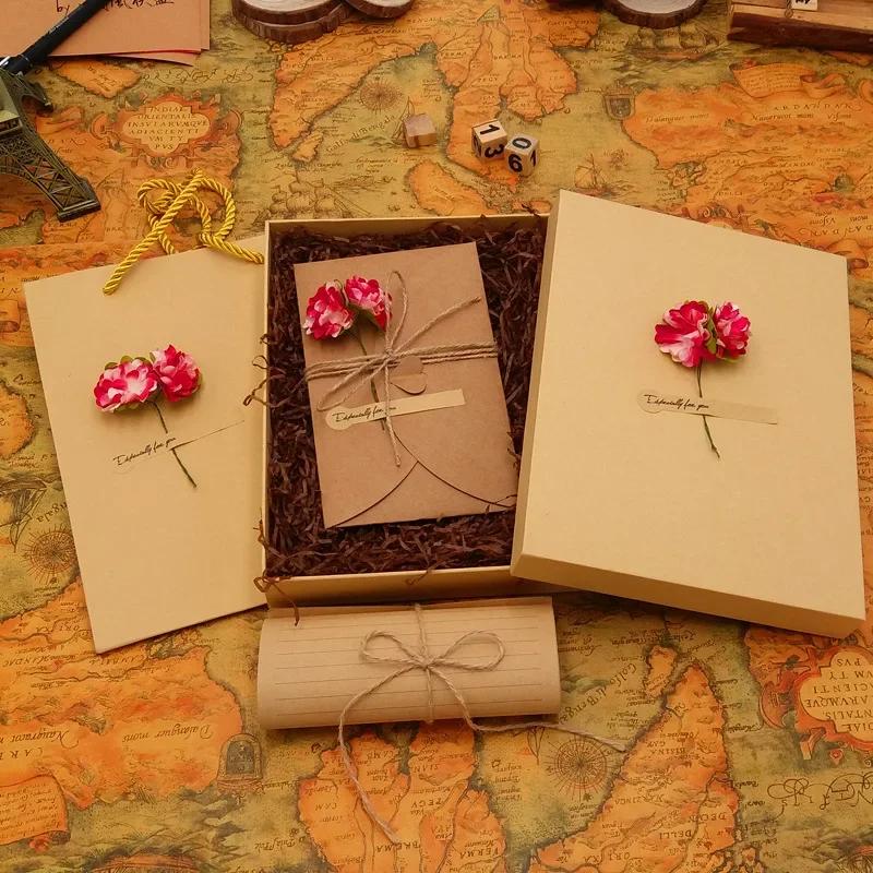 Uitnodigingsenvelop Cadeaubox Souvenir Retro Envelop Romantische Bloemen Decoratie Kantoorartikel Kaart Briefpapier Verpakking Houder