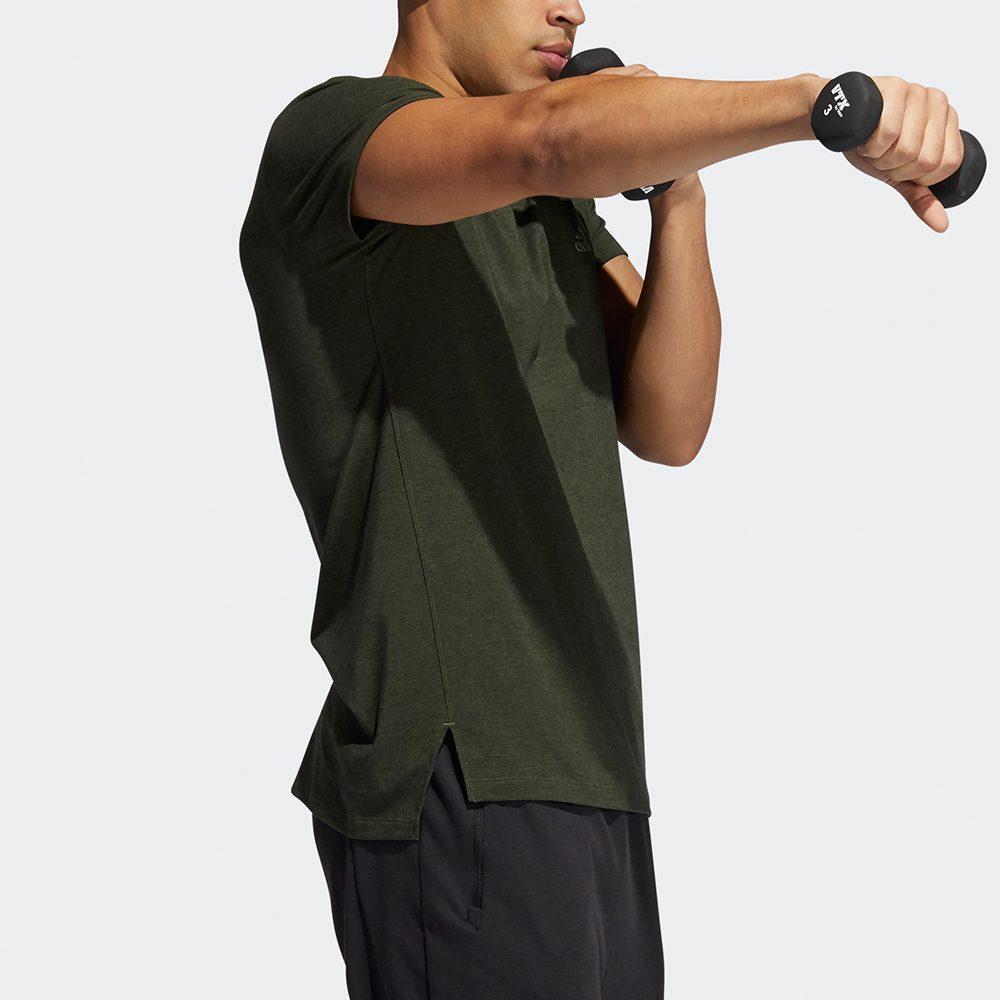 Adidas T Shirts Men's Green Crew Neck Moderate Straight Fit GM0628