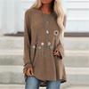 Ladies Flowers Printed Round Neck Long Sleeves Plus Size Cotton Tunic Loose T-Shirt Summer New Casual Fashion Women Clothing
