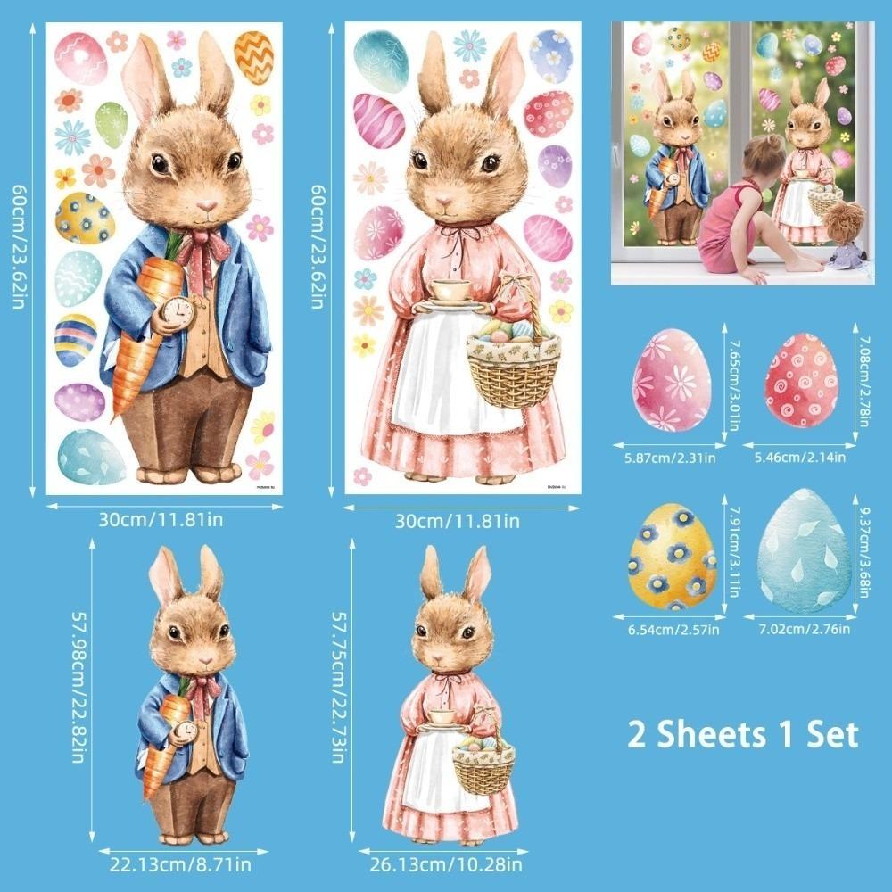 Waterproof Easter Egg Window Decals Creative Easter Bunny Static Cling Decal  Window Decoration