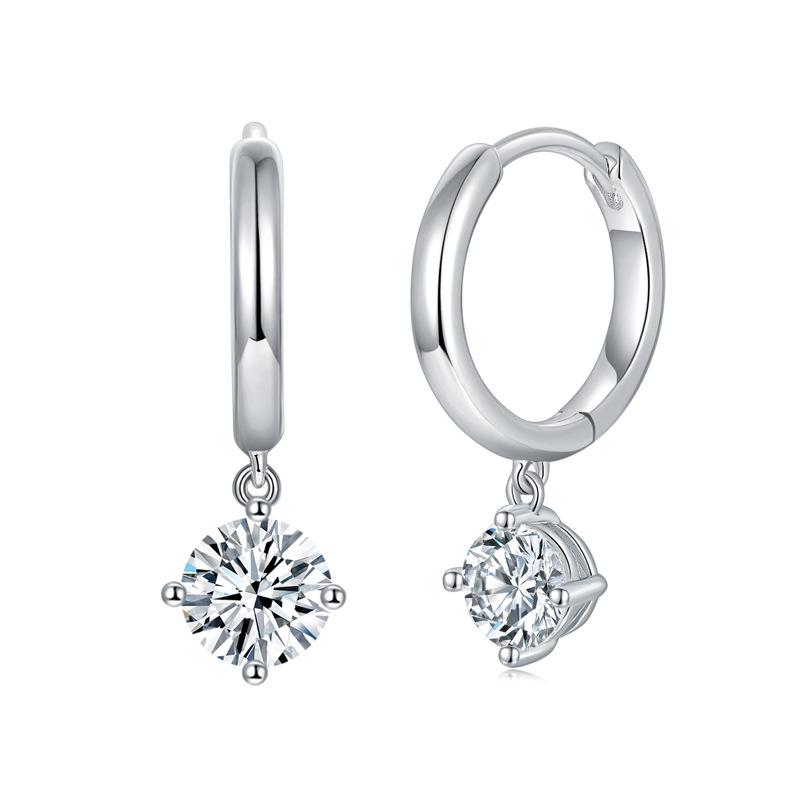 Classic 5.0mm Moissanite Four-Prong Hoop Earrings with Secure Studs