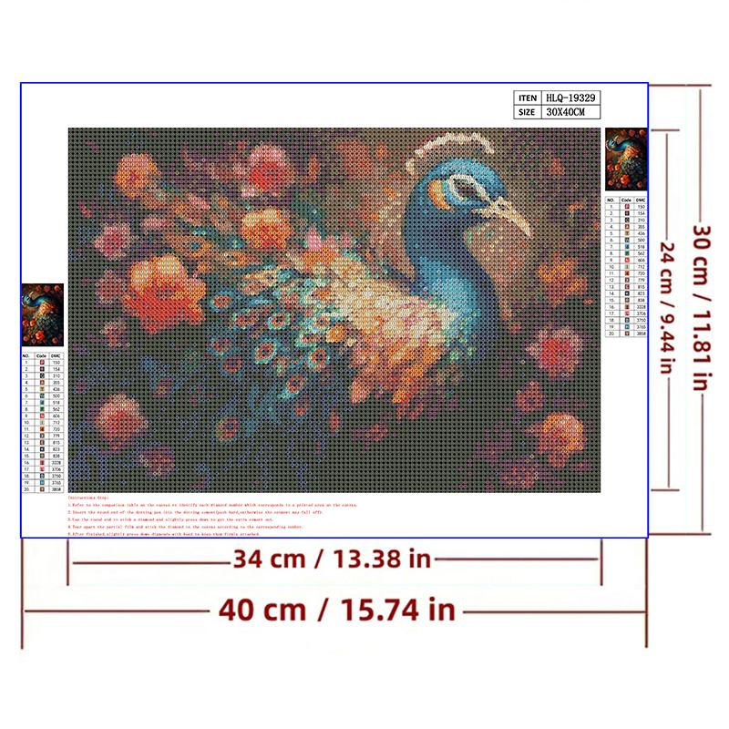 5d DIY Diamond Painting Cross Stitch Colorful Peacock Animal Flowers Diamond Embroidery Mosaic Full Round Drill Home Decor Arts