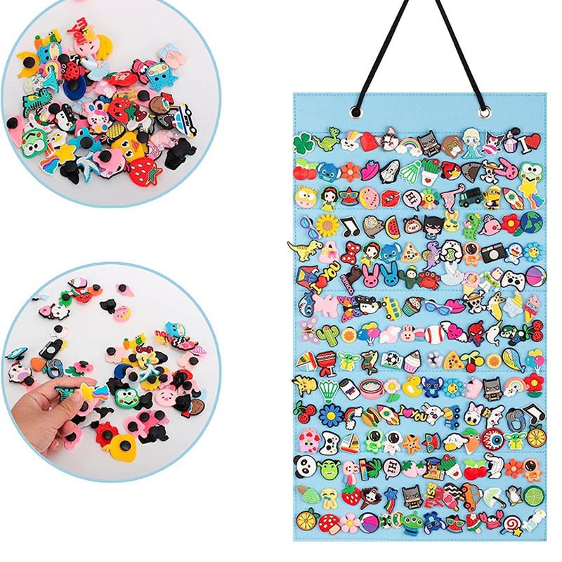 Shoes Charms Display Shoe Charms Organizer With 180 Holes Badge Storage Hanging Holder Shoe Decor Storage Bag Jewelry Display