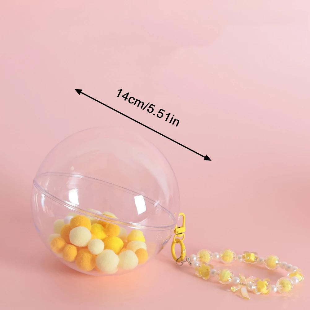 Small Doll Storage Bag Outdoor Doll Bag Keychain Portable Carrying Case Transparent Doll Display Bag with Plush Ball