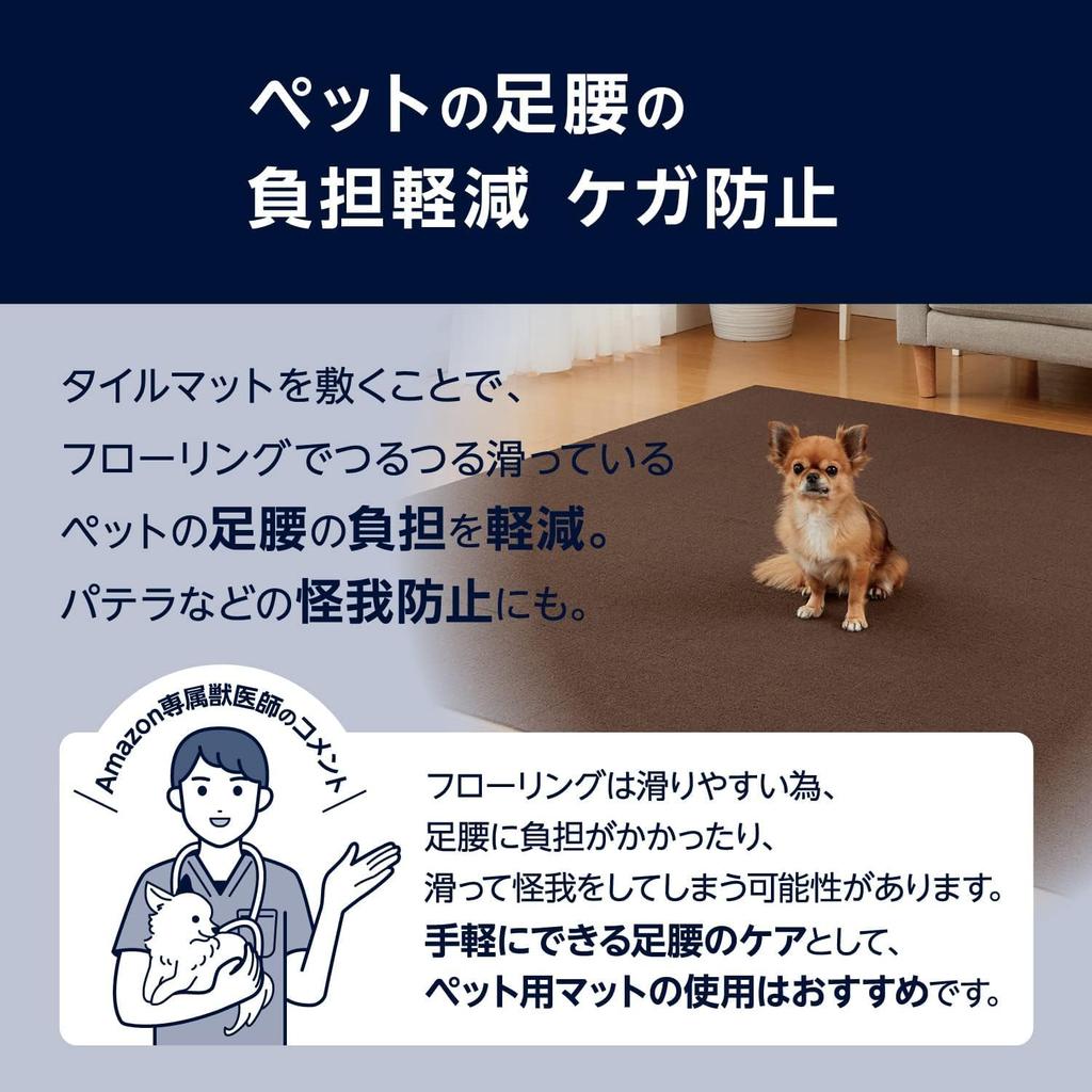 Pet-friendly, water-repellent, suction-resistant tile mats for 2 tatami mats (36 pieces), charcoal gray